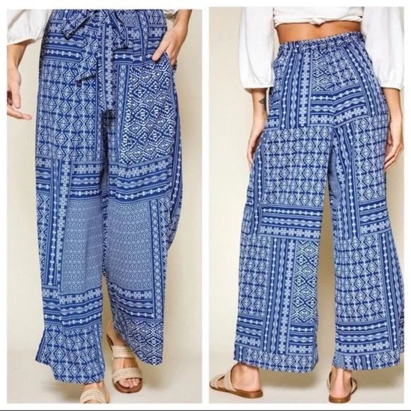 BOHO CHIC GYPSY WIDE LEG PANTS S-M-L - Picture 2 of 6